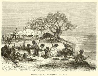 Restaurant van de Quebrada van Ilay door Edouard Riou